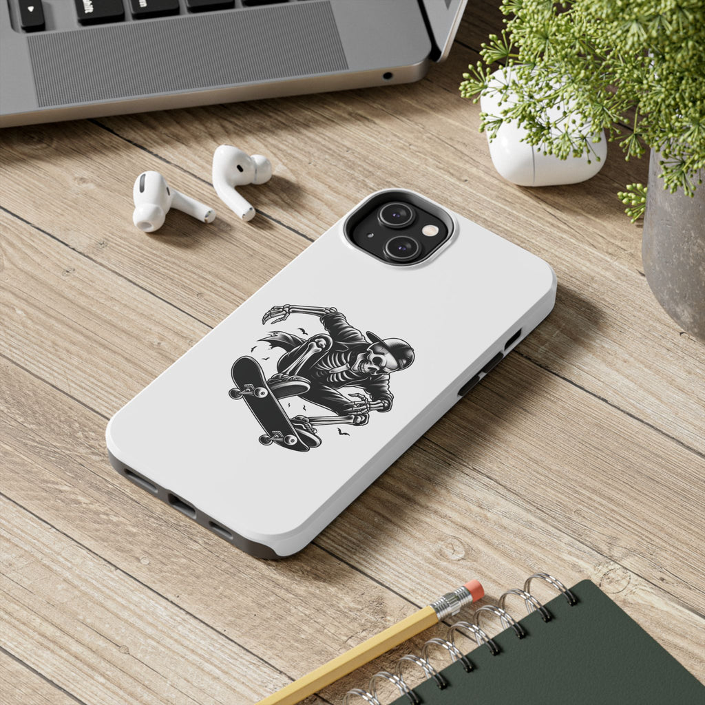 Edgy Skeleton Skateboard Phone Case, Tough Phone Cases, Skater Gift, Halloween Accessory, Durable Mobile Cover, Unique Cell Phone Protector