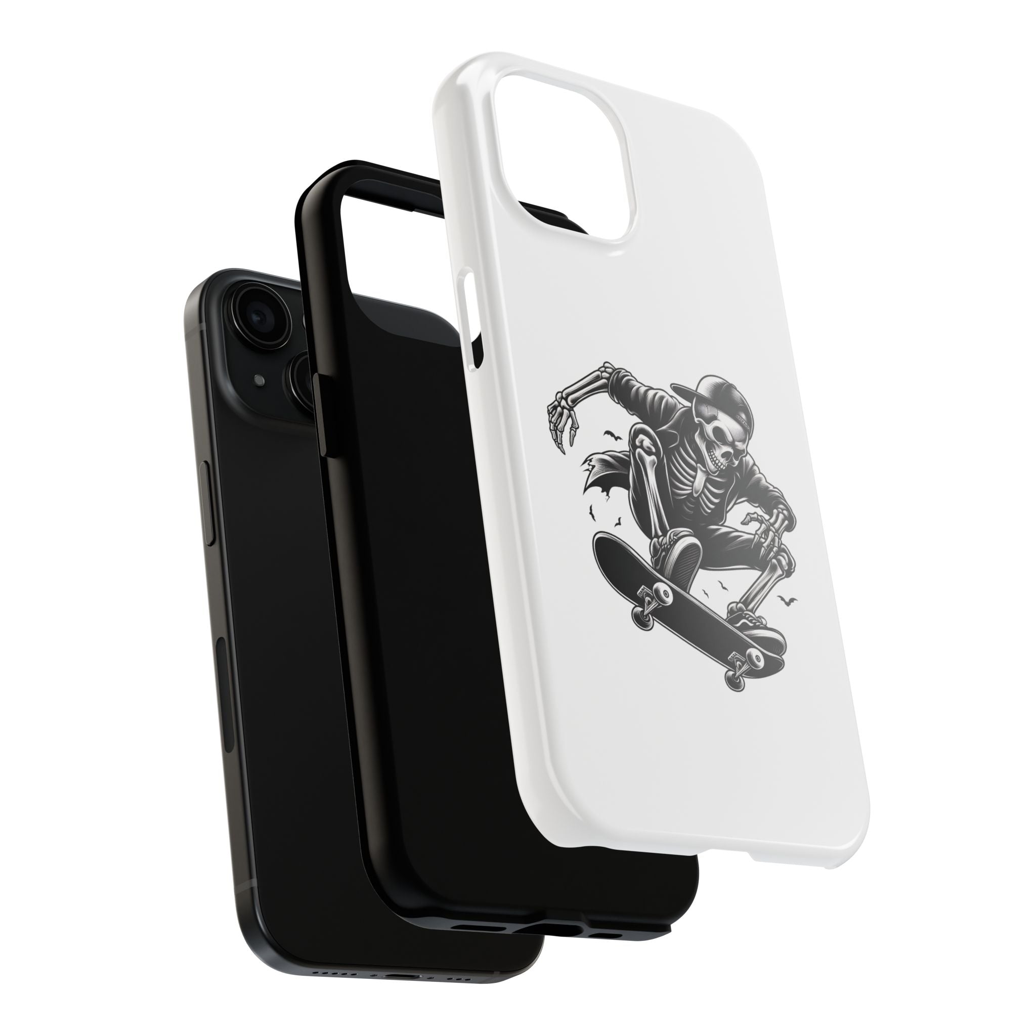 Edgy Skeleton Skateboard Phone Case, Tough Phone Cases, Skater Gift, Halloween Accessory, Durable Mobile Cover, Unique Cell Phone Protector