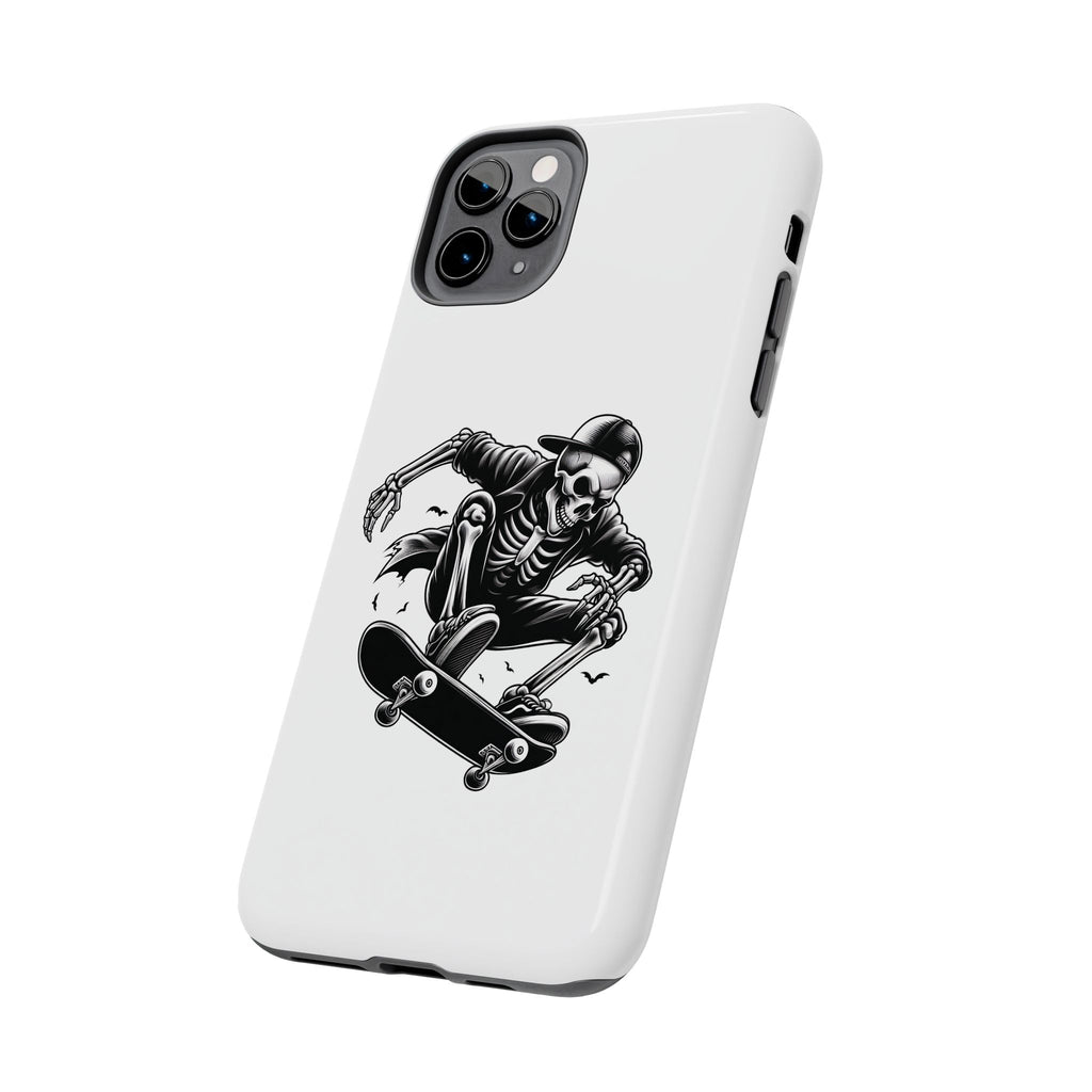 Edgy Skeleton Skateboard Phone Case, Tough Phone Cases, Skater Gift, Halloween Accessory, Durable Mobile Cover, Unique Cell Phone Protector