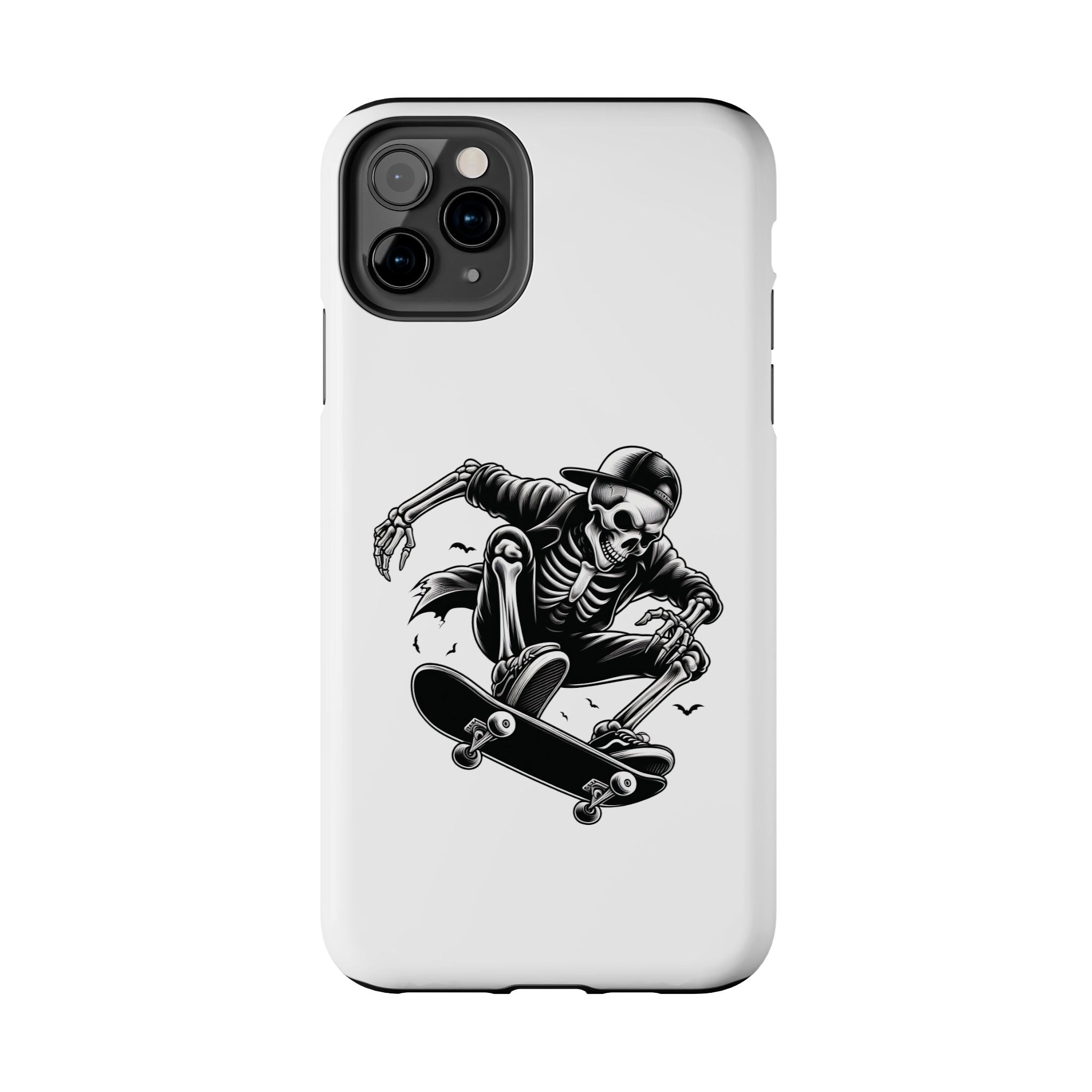 Edgy Skeleton Skateboard Phone Case, Tough Phone Cases, Skater Gift, Halloween Accessory, Durable Mobile Cover, Unique Cell Phone Protector