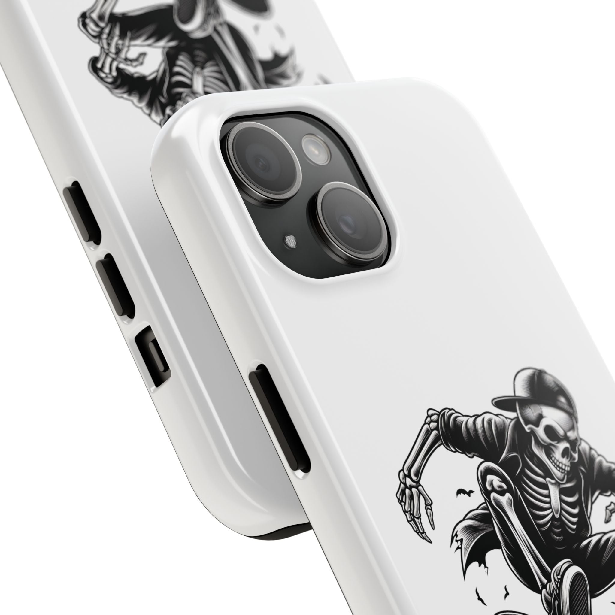 Edgy Skeleton Skateboard Phone Case, Tough Phone Cases, Skater Gift, Halloween Accessory, Durable Mobile Cover, Unique Cell Phone Protector