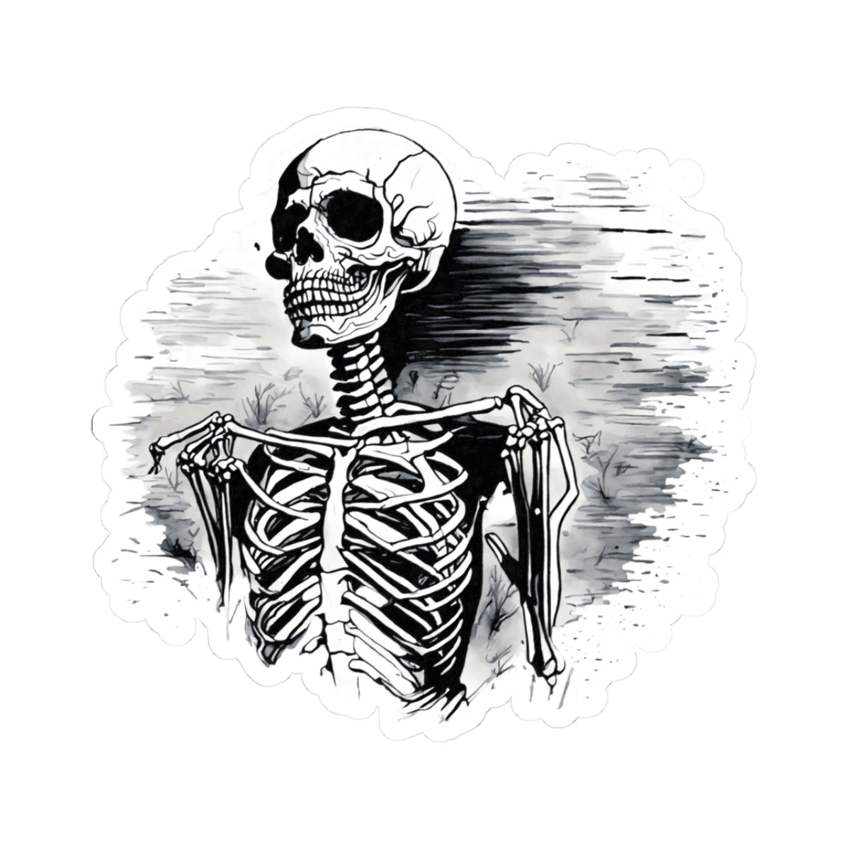 Skeleton Kiss-Cut Stickers | MacBook Decor | Halloween Vibe | Creepy Aesthetic | Spooky Gifts | Halloween Decor | Skeleton Art