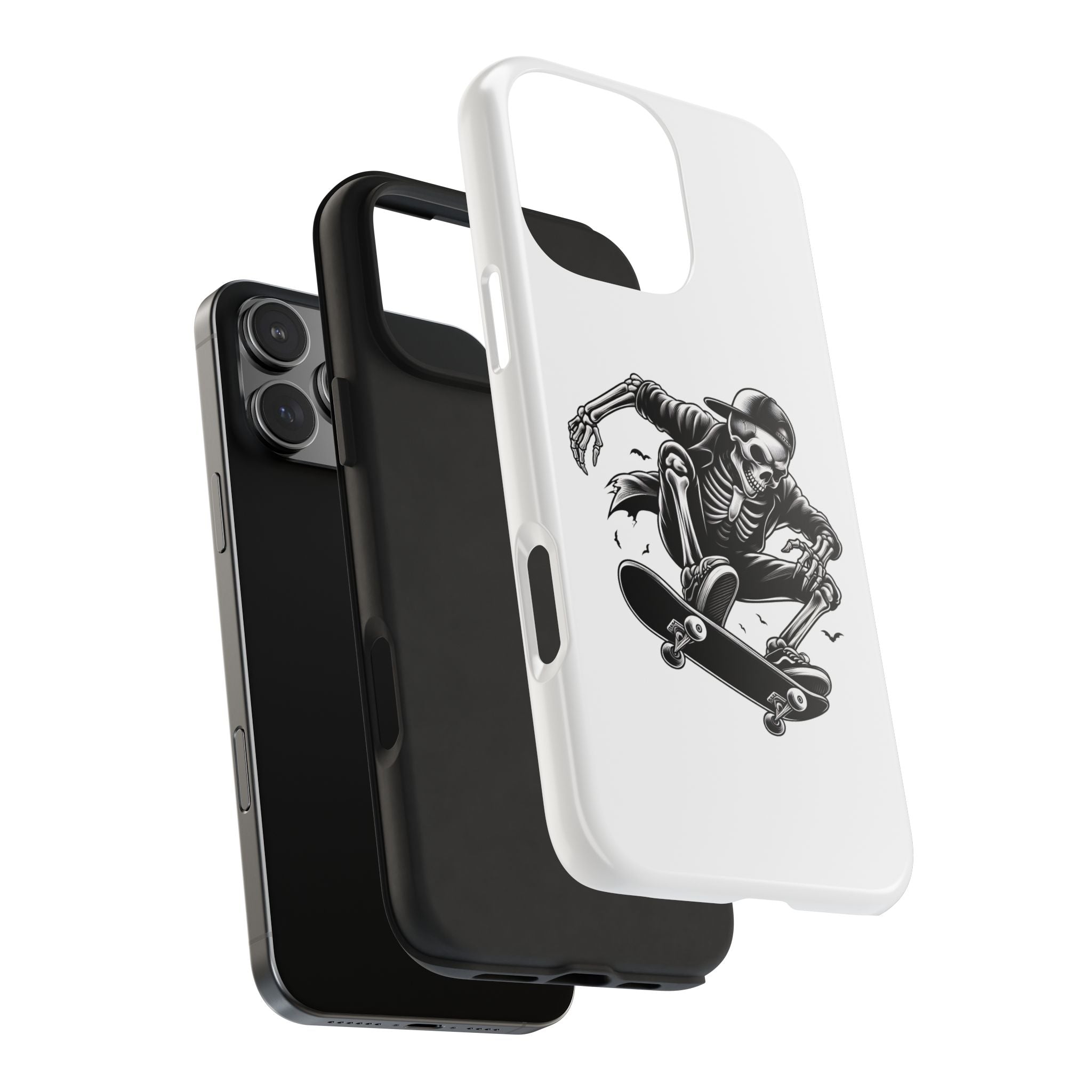 Edgy Skeleton Skateboard Phone Case, Tough Phone Cases, Skater Gift, Halloween Accessory, Durable Mobile Cover, Unique Cell Phone Protector