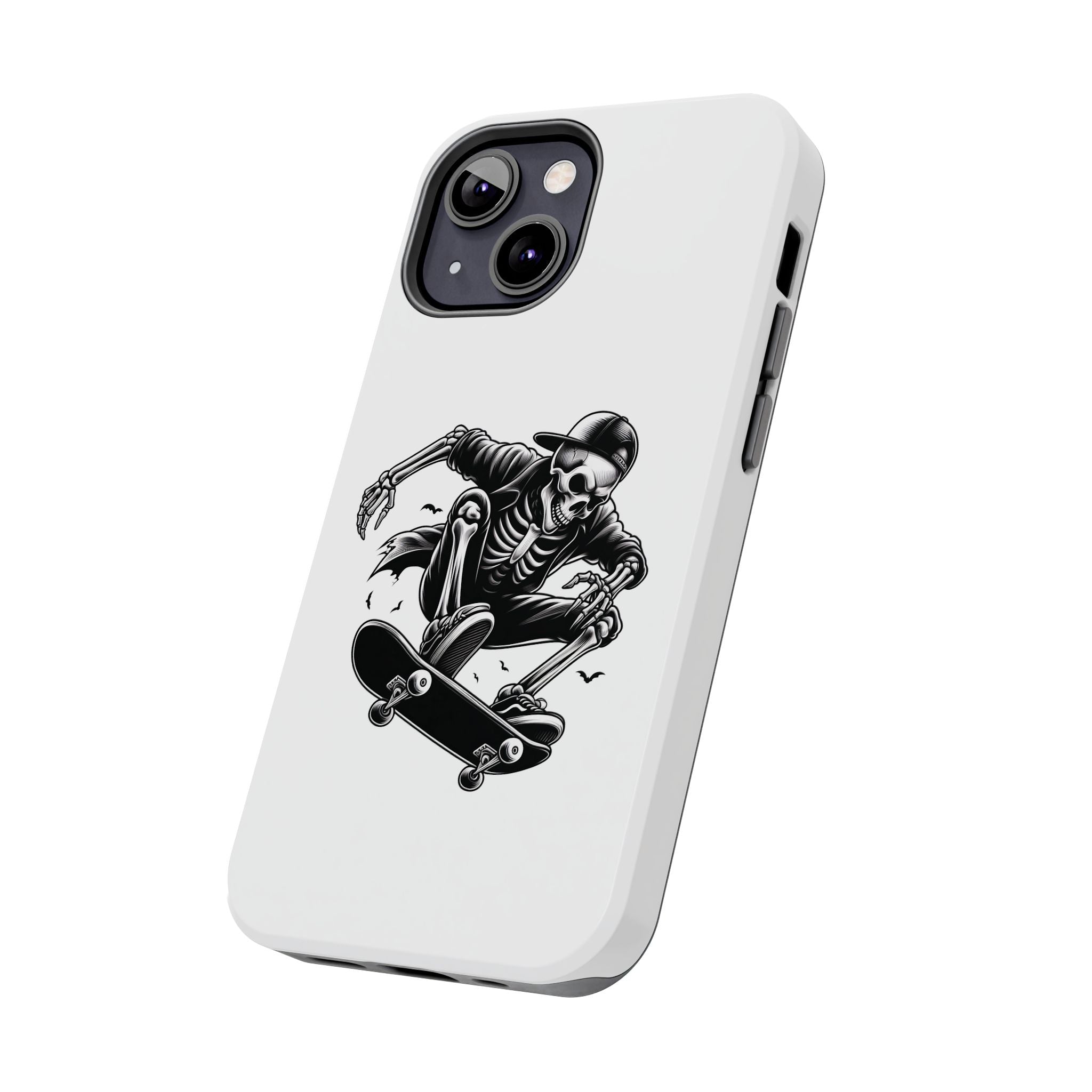 Edgy Skeleton Skateboard Phone Case, Tough Phone Cases, Skater Gift, Halloween Accessory, Durable Mobile Cover, Unique Cell Phone Protector