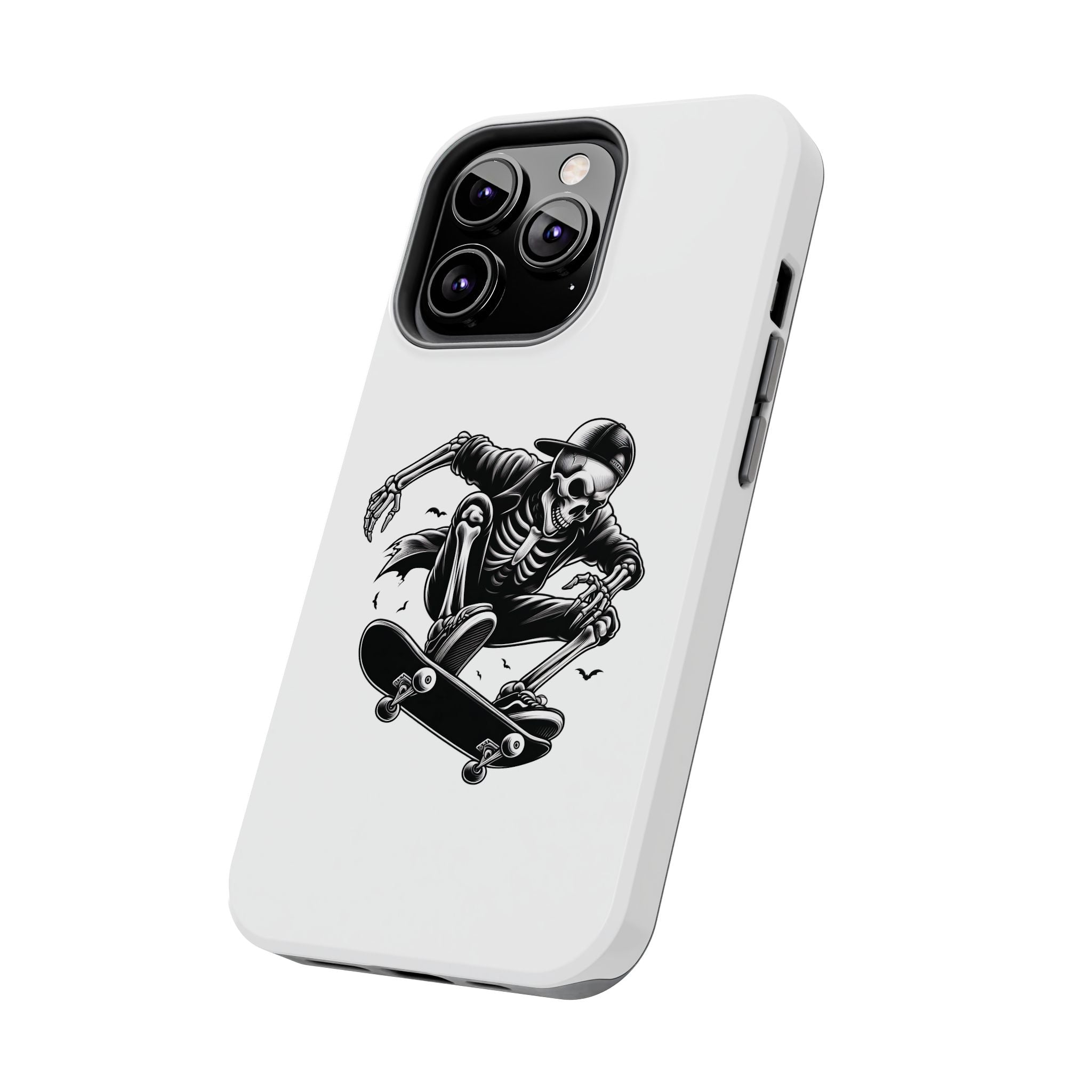 Edgy Skeleton Skateboard Phone Case, Tough Phone Cases, Skater Gift, Halloween Accessory, Durable Mobile Cover, Unique Cell Phone Protector