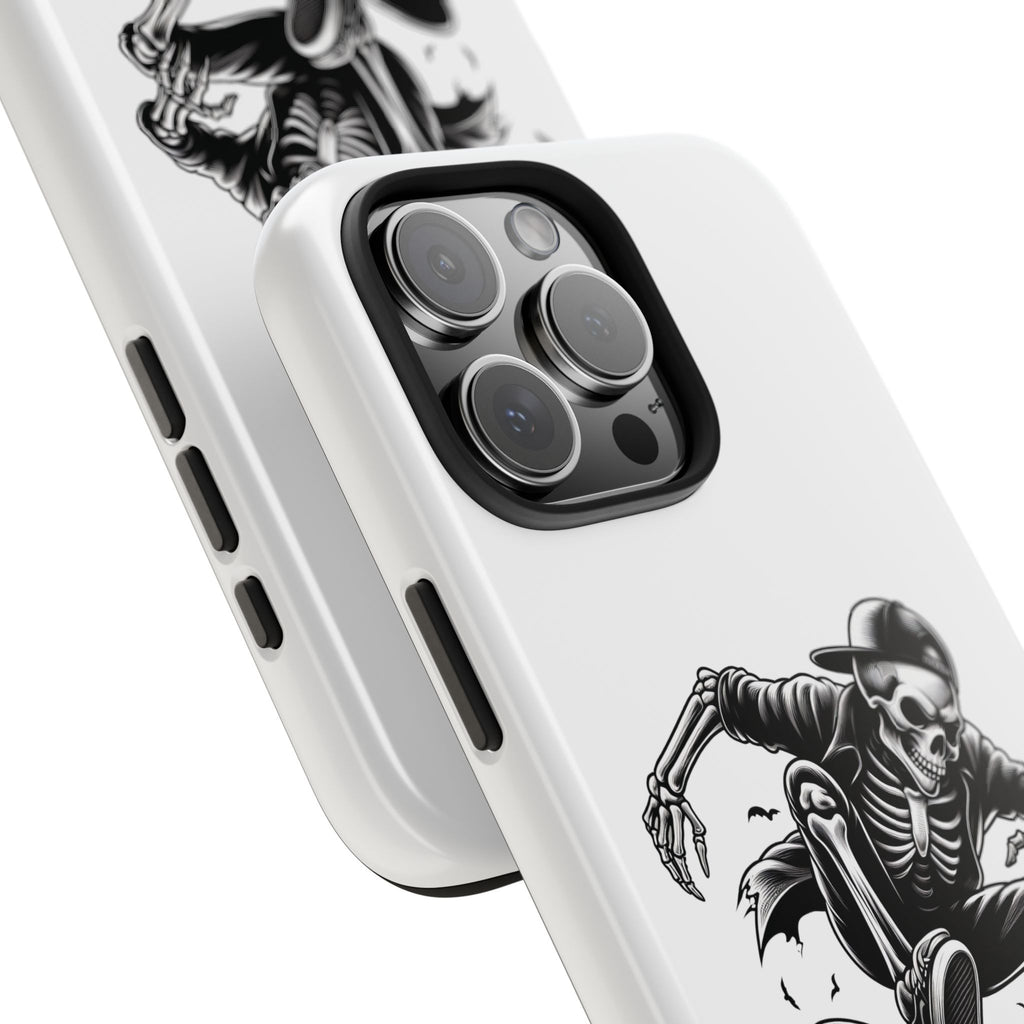 Edgy Skeleton Skateboard Phone Case, Tough Phone Cases, Skater Gift, Halloween Accessory, Durable Mobile Cover, Unique Cell Phone Protector