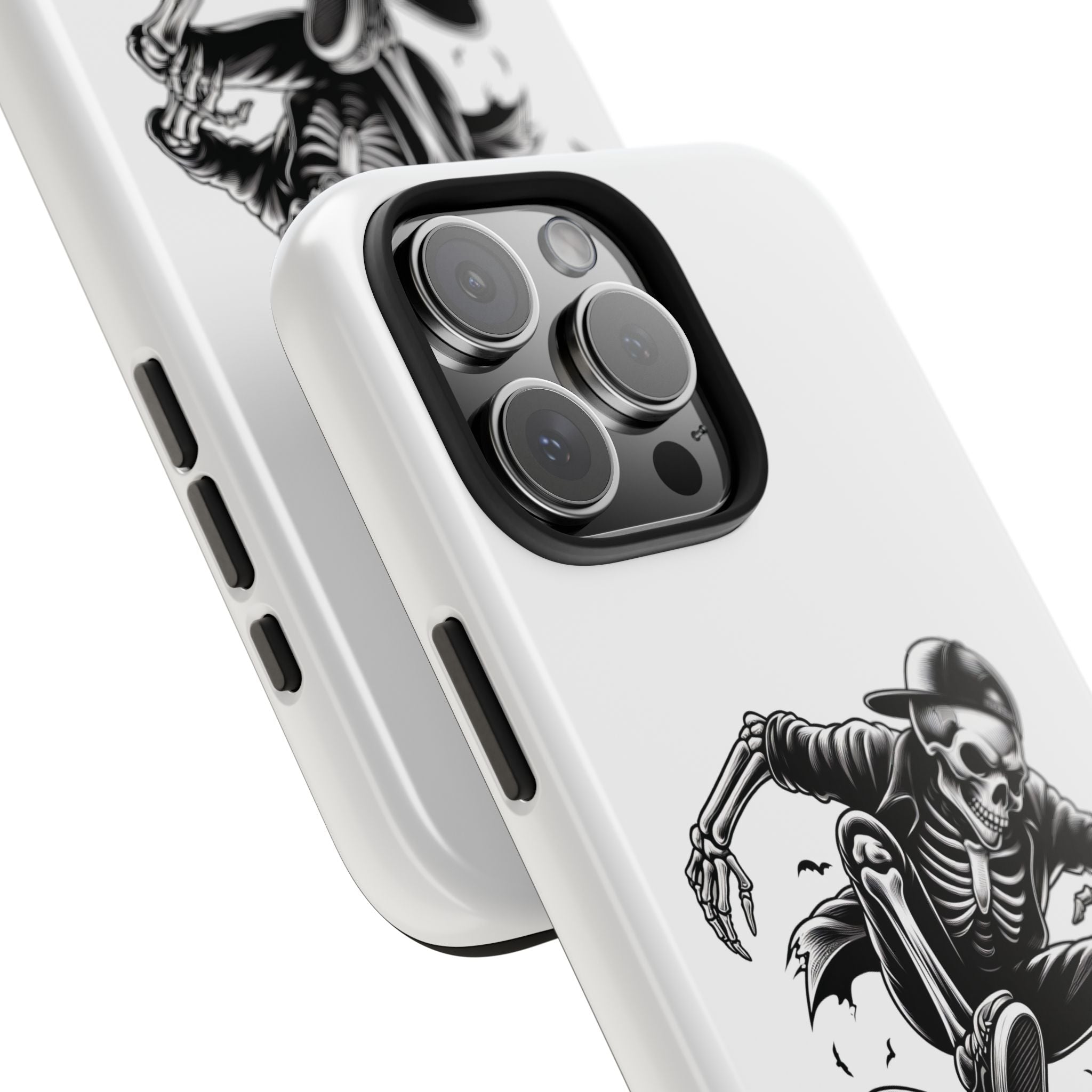 Edgy Skeleton Skateboard Phone Case, Tough Phone Cases, Skater Gift, Halloween Accessory, Durable Mobile Cover, Unique Cell Phone Protector