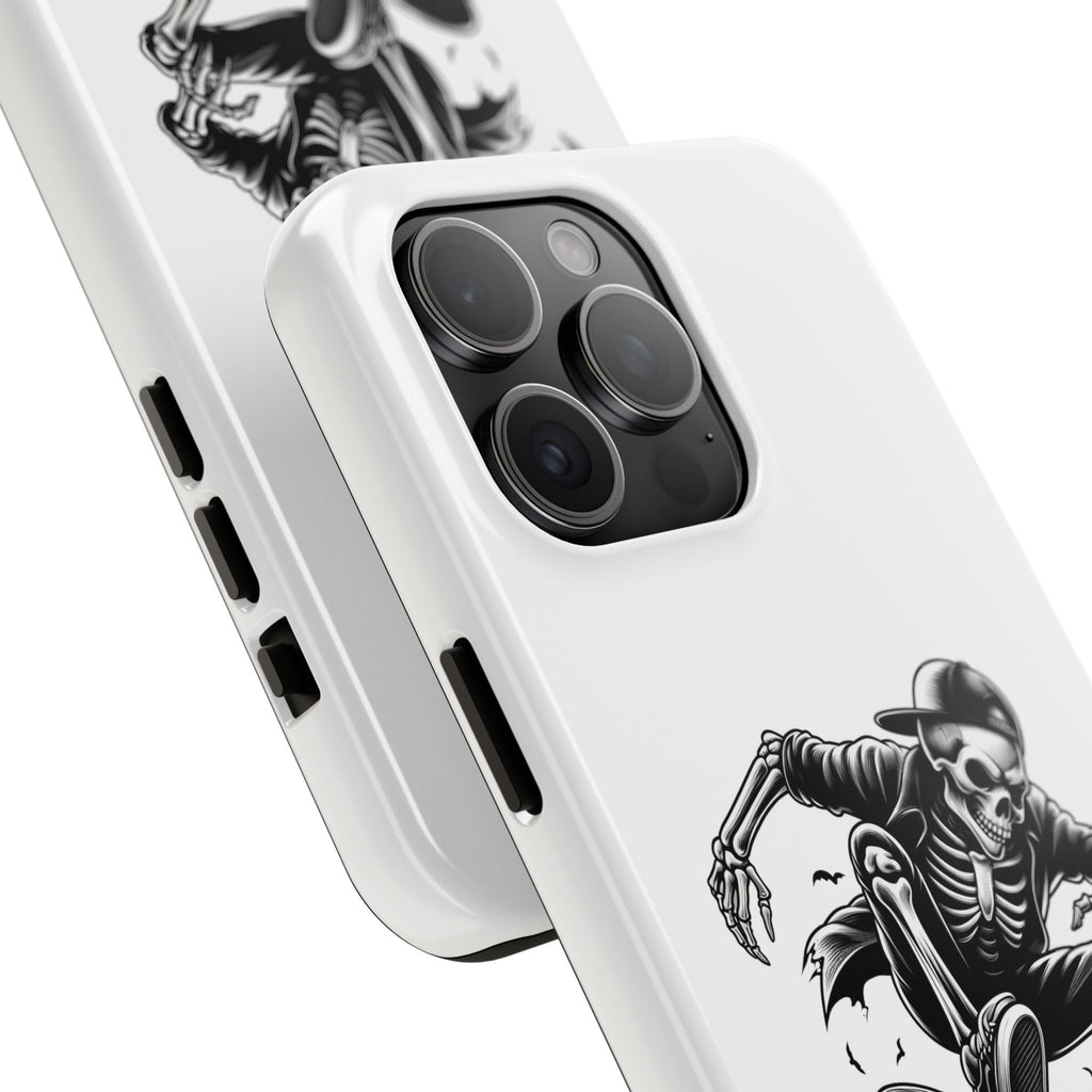 Edgy Skeleton Skateboard Phone Case, Tough Phone Cases, Skater Gift, Halloween Accessory, Durable Mobile Cover, Unique Cell Phone Protector