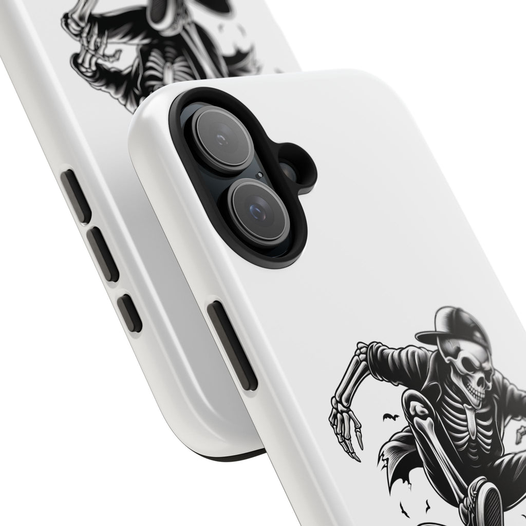 Edgy Skeleton Skateboard Phone Case, Tough Phone Cases, Skater Gift, Halloween Accessory, Durable Mobile Cover, Unique Cell Phone Protector