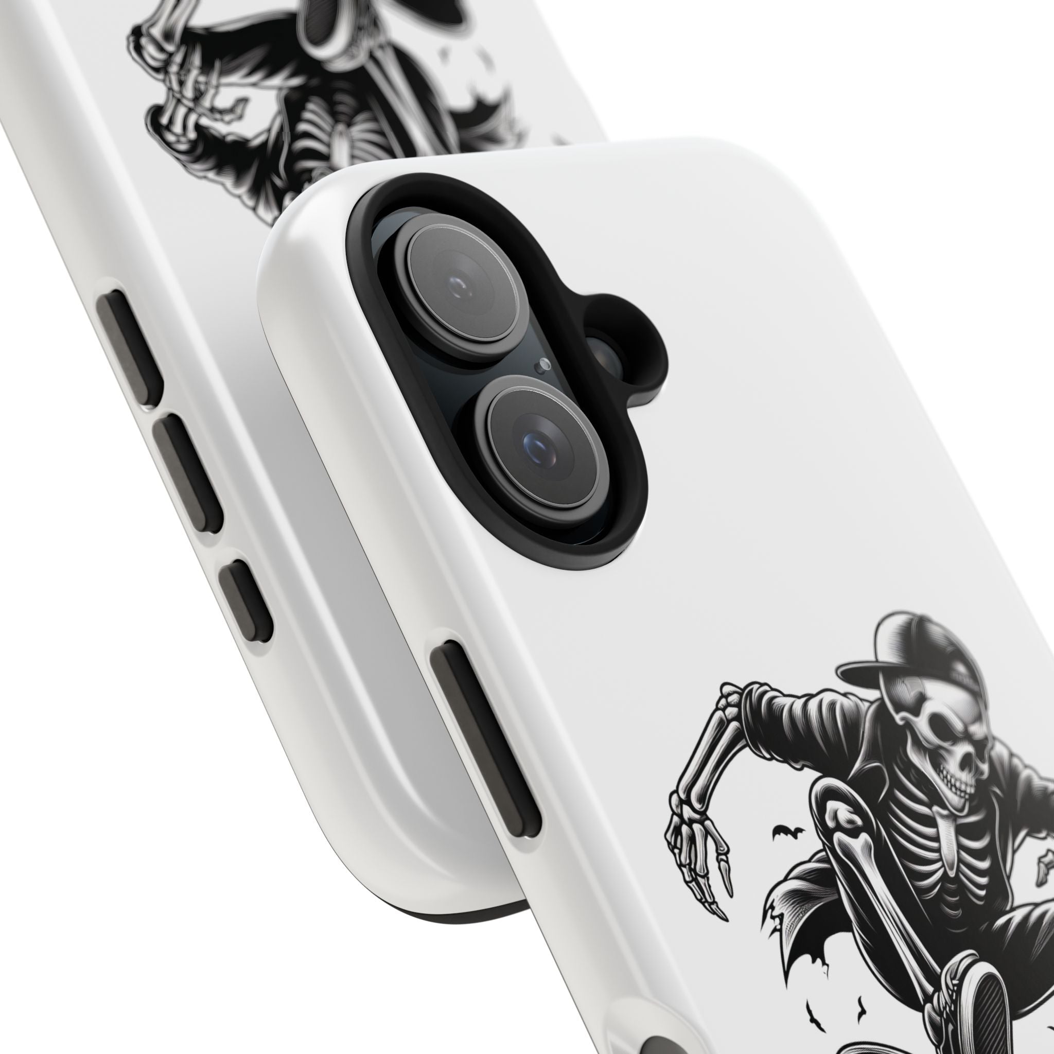 Edgy Skeleton Skateboard Phone Case, Tough Phone Cases, Skater Gift, Halloween Accessory, Durable Mobile Cover, Unique Cell Phone Protector