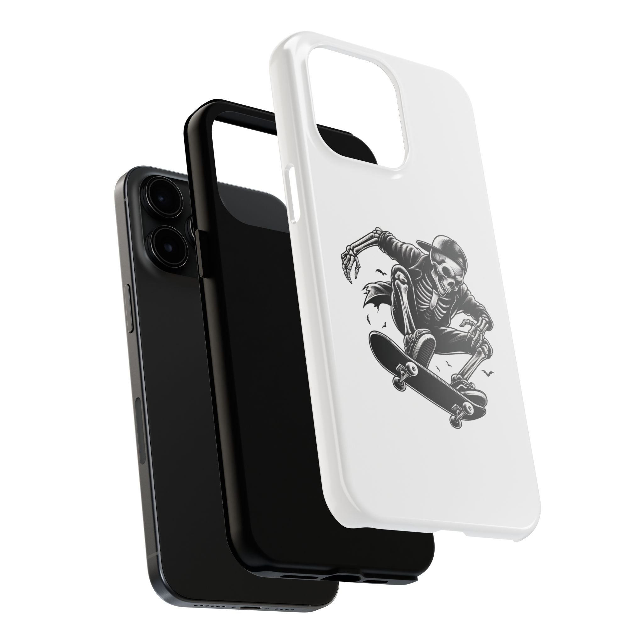 Edgy Skeleton Skateboard Phone Case, Tough Phone Cases, Skater Gift, Halloween Accessory, Durable Mobile Cover, Unique Cell Phone Protector