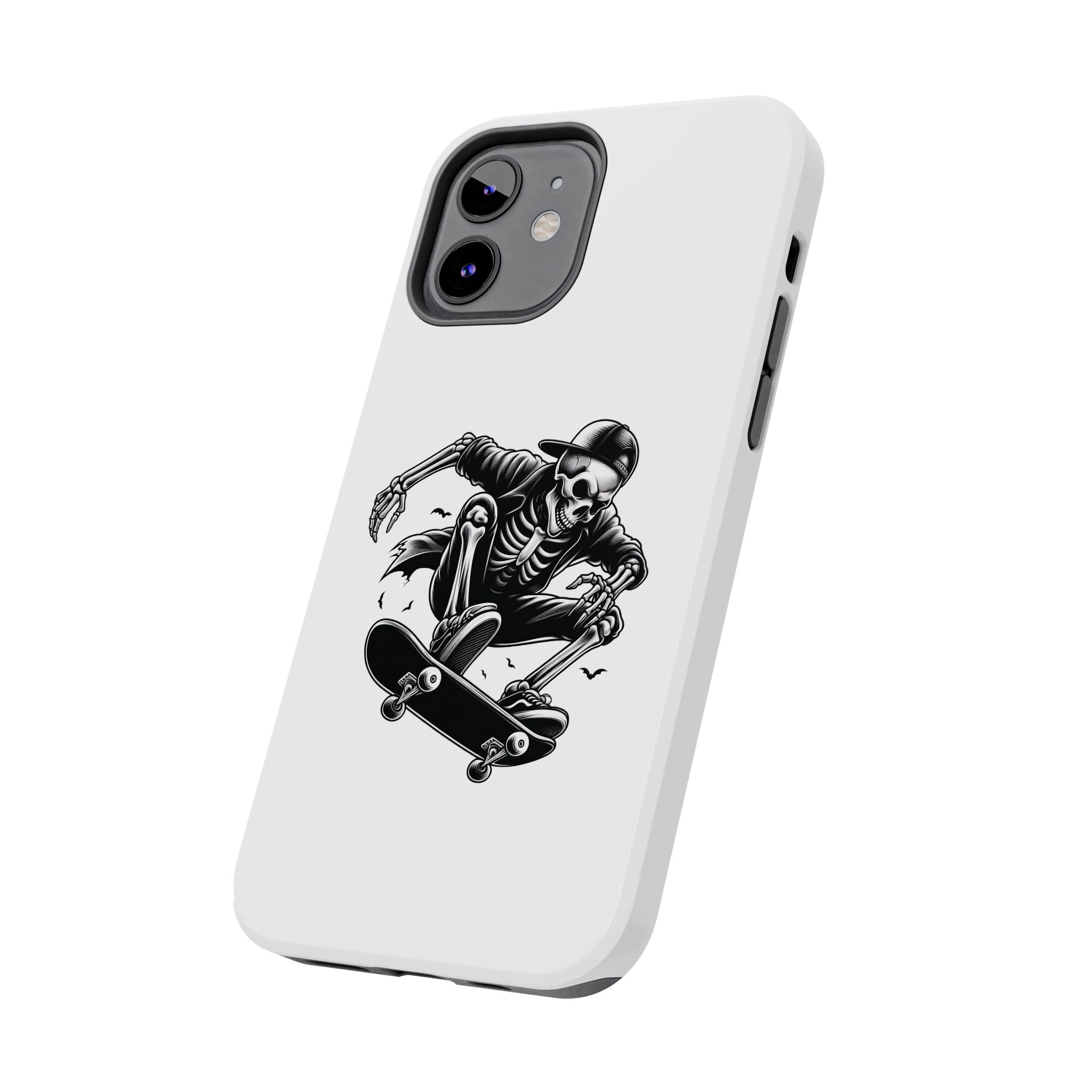 Edgy Skeleton Skateboard Phone Case, Tough Phone Cases, Skater Gift, Halloween Accessory, Durable Mobile Cover, Unique Cell Phone Protector