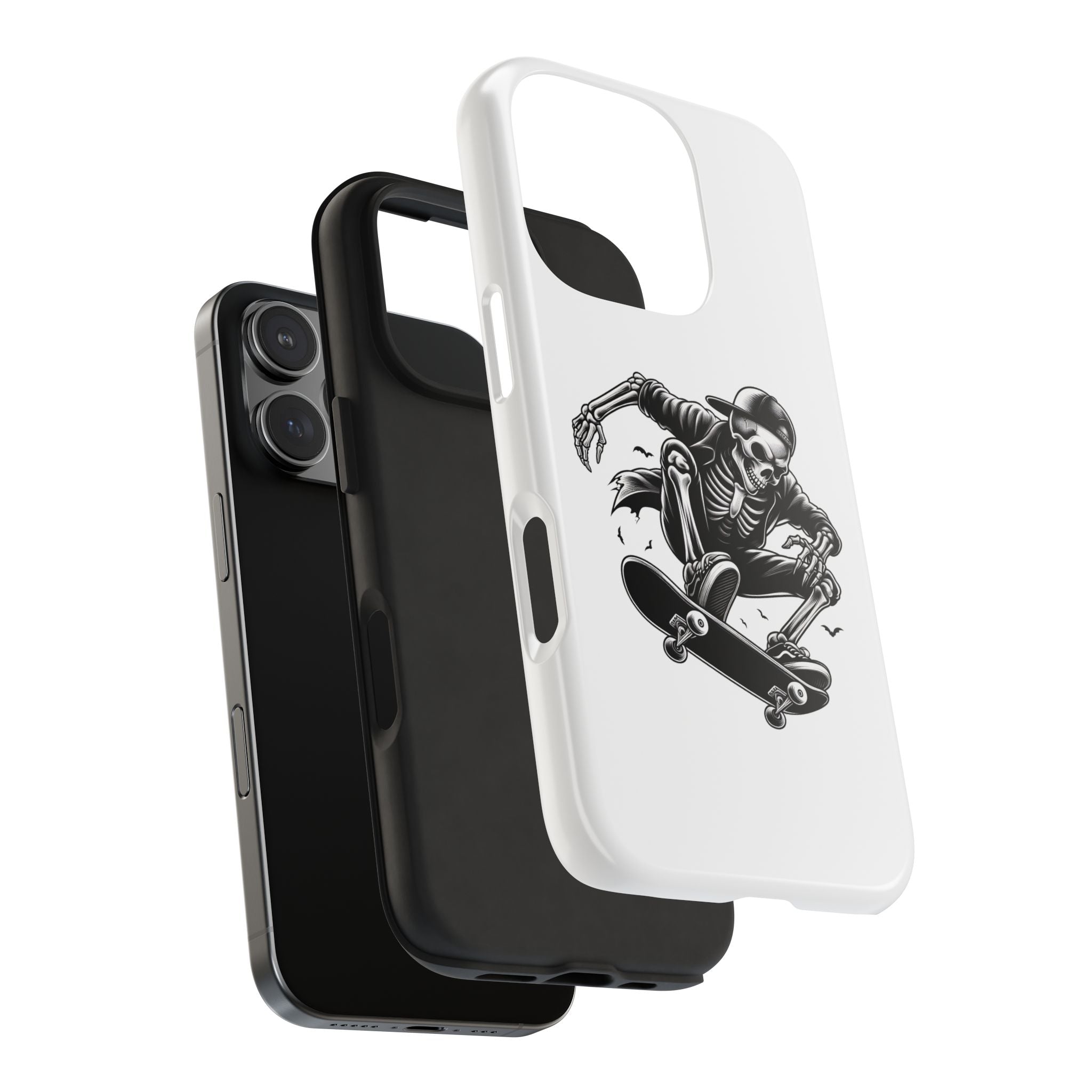 Edgy Skeleton Skateboard Phone Case, Tough Phone Cases, Skater Gift, Halloween Accessory, Durable Mobile Cover, Unique Cell Phone Protector