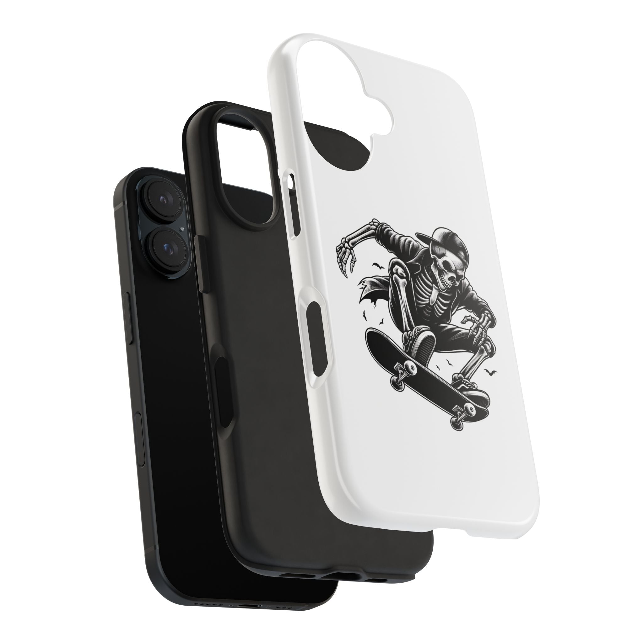 Edgy Skeleton Skateboard Phone Case, Tough Phone Cases, Skater Gift, Halloween Accessory, Durable Mobile Cover, Unique Cell Phone Protector