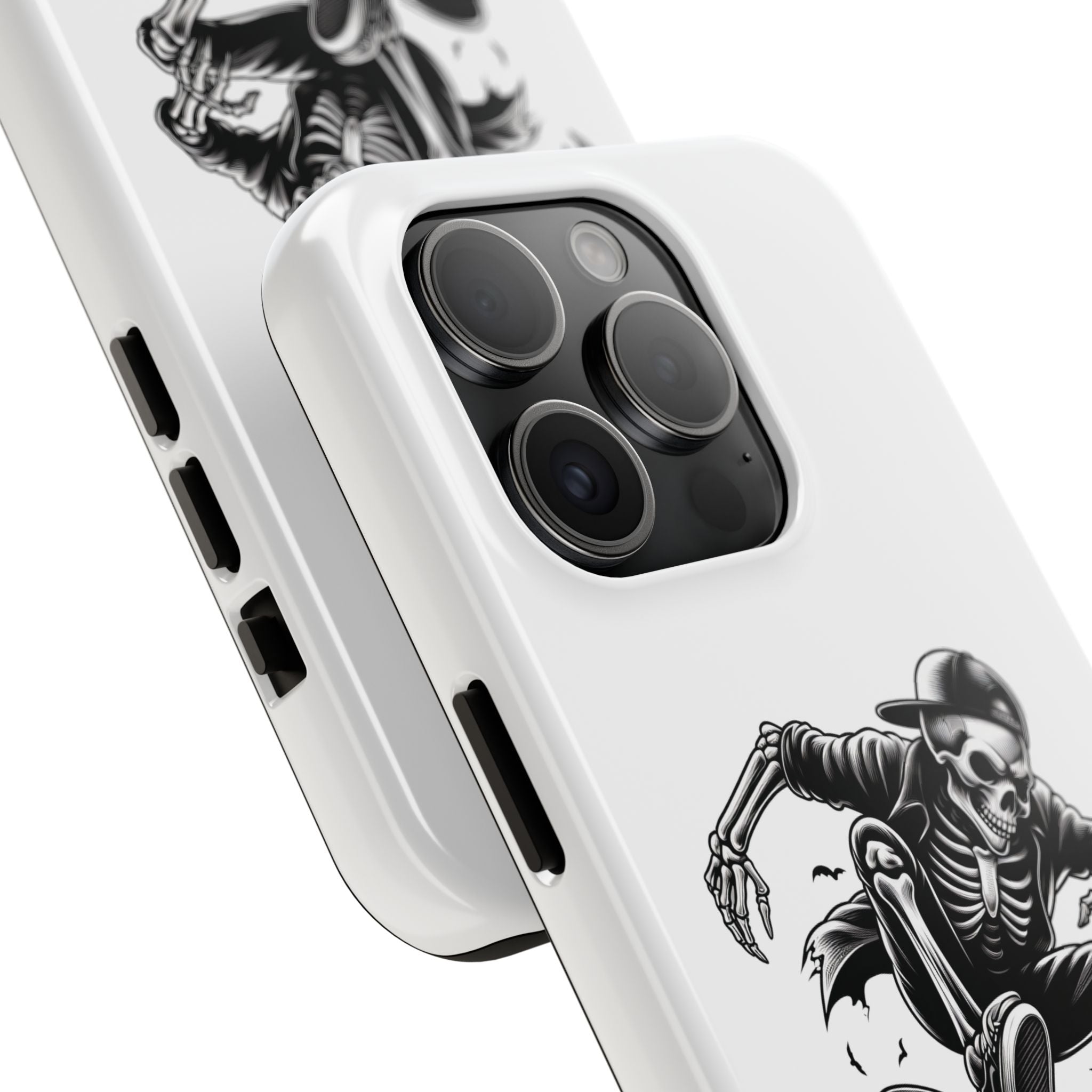 Edgy Skeleton Skateboard Phone Case, Tough Phone Cases, Skater Gift, Halloween Accessory, Durable Mobile Cover, Unique Cell Phone Protector