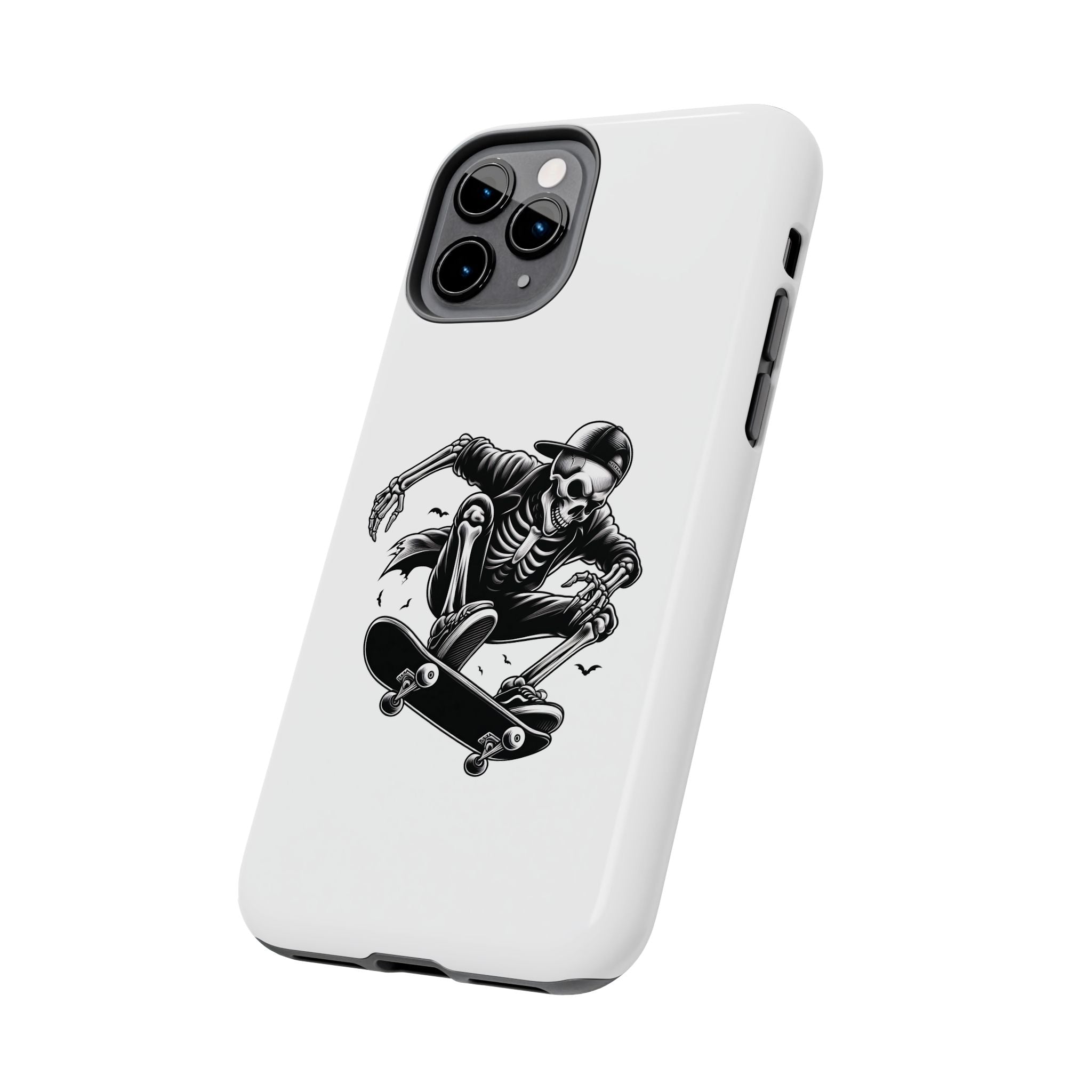 Edgy Skeleton Skateboard Phone Case, Tough Phone Cases, Skater Gift, Halloween Accessory, Durable Mobile Cover, Unique Cell Phone Protector