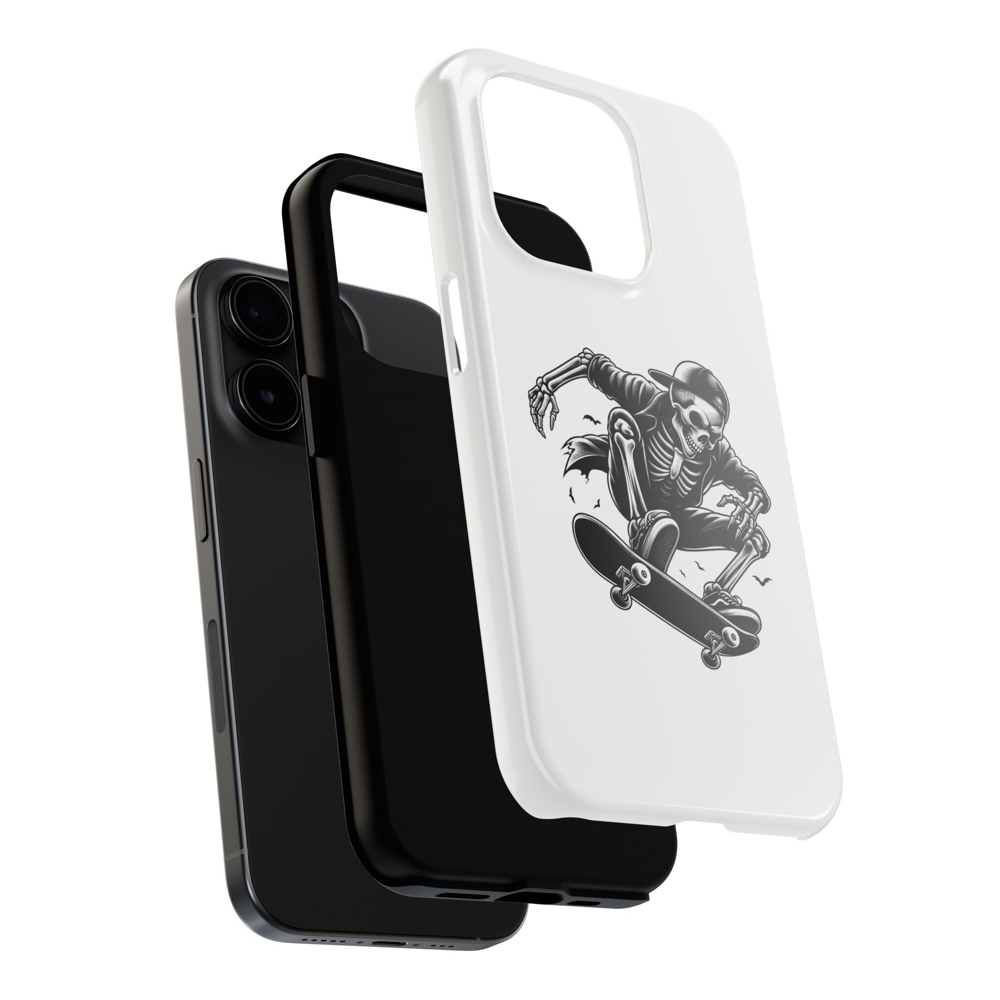 Edgy Skeleton Skateboard Phone Case, Tough Phone Cases, Skater Gift, Halloween Accessory, Durable Mobile Cover, Unique Cell Phone Protector
