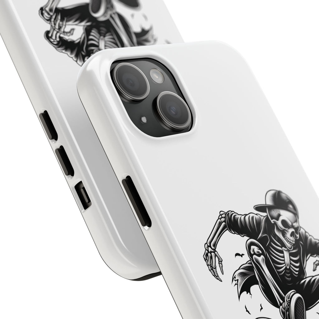 Edgy Skeleton Skateboard Phone Case, Tough Phone Cases, Skater Gift, Halloween Accessory, Durable Mobile Cover, Unique Cell Phone Protector