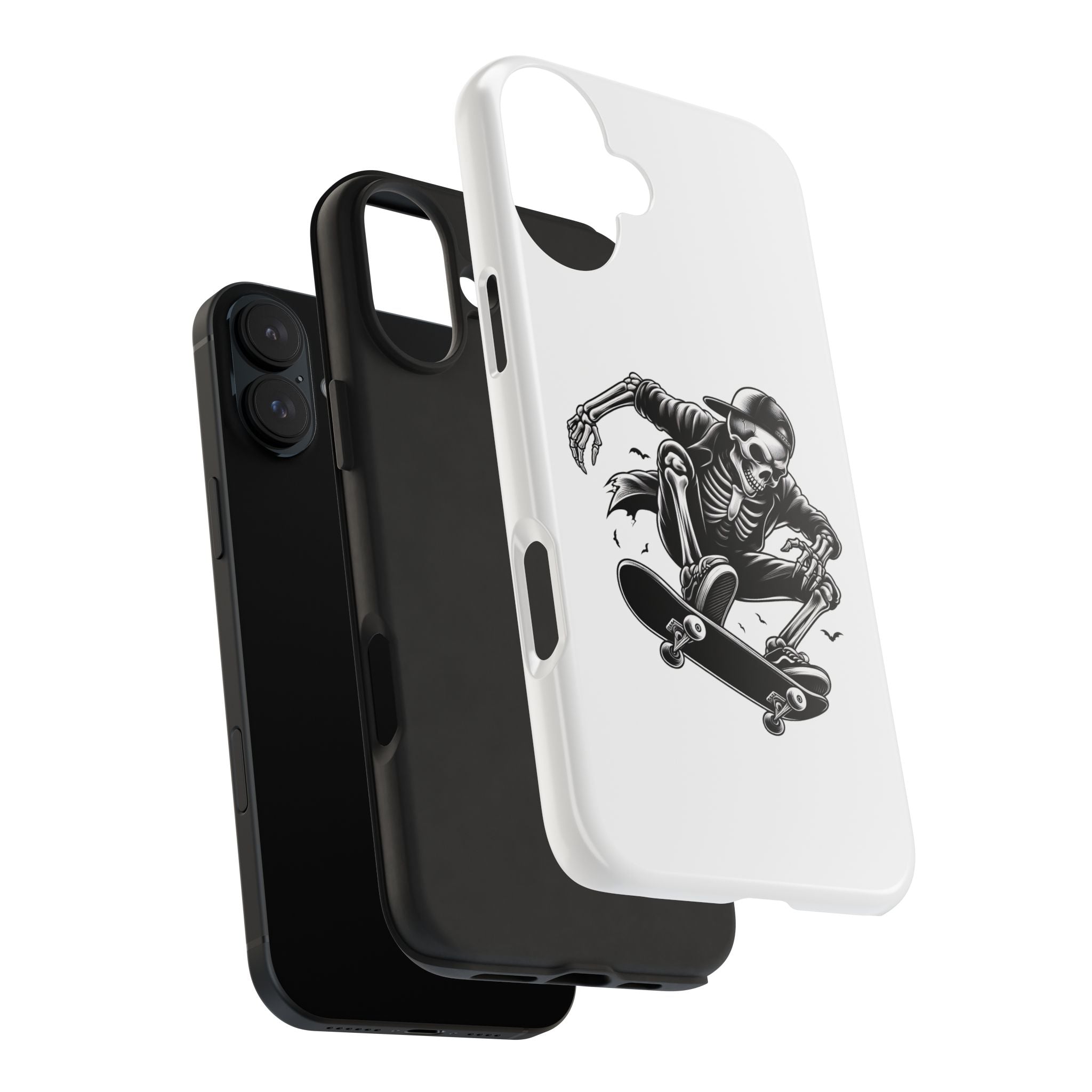 Edgy Skeleton Skateboard Phone Case, Tough Phone Cases, Skater Gift, Halloween Accessory, Durable Mobile Cover, Unique Cell Phone Protector